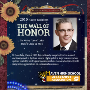 Dr. Orley "Leon" Lake, Haven Class of 1956
