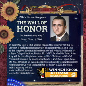 Dr. Duane Leroy May. Haven Class of 1960